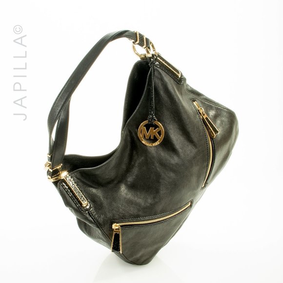 MICHAEL KORS LARGE BLACK SMOOTH LEATHER ZIPPER SATCHEL - Picture 6 of 12